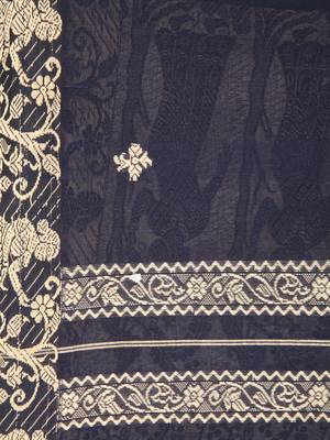 Black hand woven pure cotton saree with blouse 4
