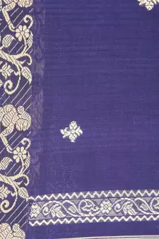 Blue hand woven pure cotton saree with blouse