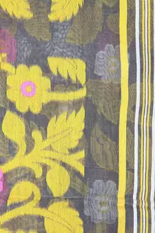 Grey Hand Woven Pure Cotton Saree Without Blouse