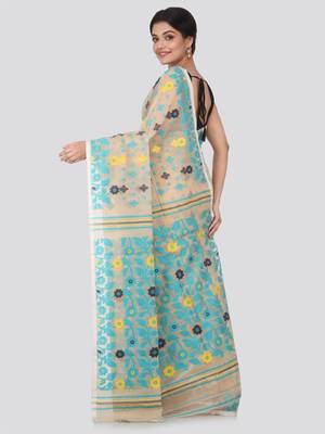 Beige Hand Woven Pure Cotton Saree Without Blouse 3