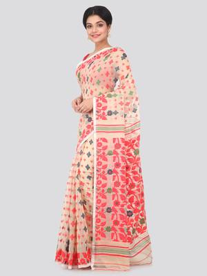 Beige Hand Woven Pure Cotton Saree Without Blouse 2