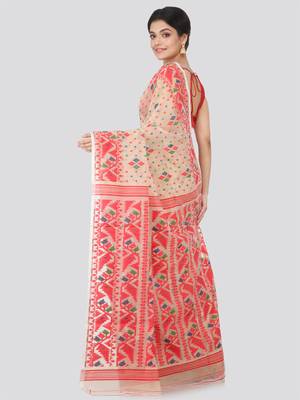 Beige Hand Woven Pure Cotton Saree Without Blouse 3