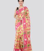 Yellow Hand Woven Pure Cotton Saree Without Blouse