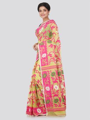 Yellow Hand Woven Pure Cotton Saree Without Blouse 2