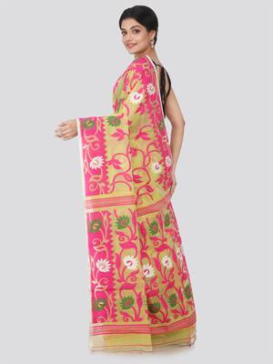 Yellow Hand Woven Pure Cotton Saree Without Blouse 3