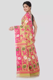 Yellow Hand Woven Pure Cotton Saree Without Blouse