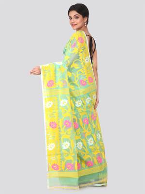Light Green Hand Woven Pure Cotton Saree Without Blouse 3