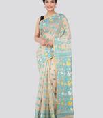 Beige Hand Woven Pure Cotton Saree Without Blouse