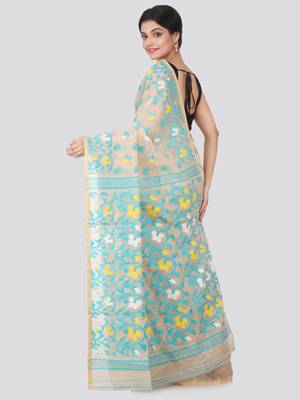Beige Hand Woven Pure Cotton Saree Without Blouse 3