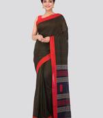 Multicolor hand woven pure cotton saree with blouse