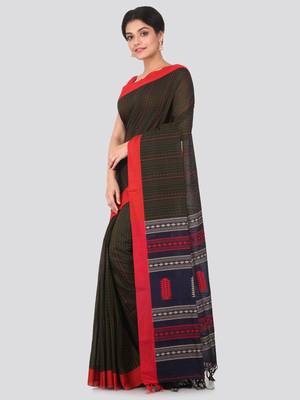 Multicolor hand woven pure cotton saree with blouse 2