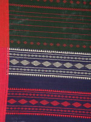 Multicolor hand woven pure cotton saree with blouse 4