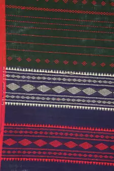 Multicolor hand woven pure cotton saree with blouse