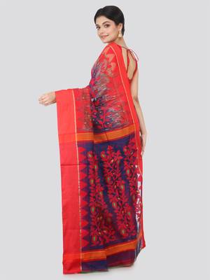 Blue Hand Woven Pure Cotton Saree Without Blouse 3