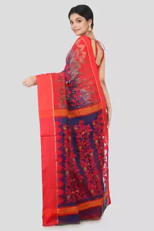Blue Hand Woven Pure Cotton Saree Without Blouse