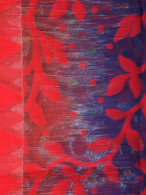 Blue Hand Woven Pure Cotton Saree Without Blouse 4