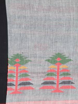 Grey hand woven pure cotton saree with blouse 4