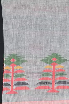 Grey hand woven pure cotton saree with blouse