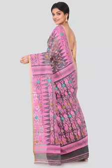 Grey Hand Woven Pure Cotton Saree Without Blouse