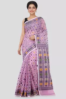 Purple Hand Woven Pure Cotton Saree Without Blouse