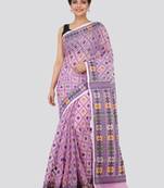 Purple Hand Woven Pure Cotton Saree Without Blouse