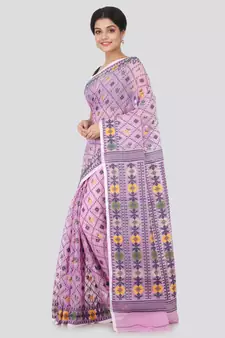 Purple Hand Woven Pure Cotton Saree Without Blouse