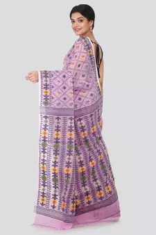 Purple Hand Woven Pure Cotton Saree Without Blouse
