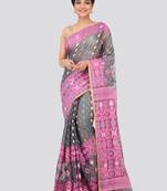 Grey Hand Woven Pure Cotton Saree Without Blouse