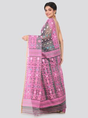 Grey Hand Woven Pure Cotton Saree Without Blouse 3