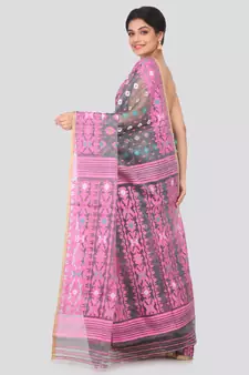 Grey Hand Woven Pure Cotton Saree Without Blouse