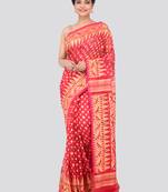 Pink Hand Woven Pure Cotton Saree Without Blouse