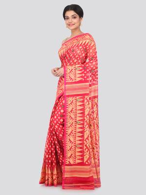 Pink Hand Woven Pure Cotton Saree Without Blouse 2