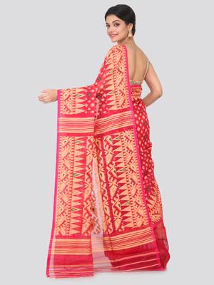 Pink Hand Woven Pure Cotton Saree Without Blouse 3