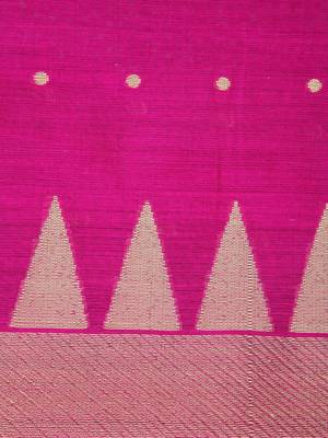 Pink hand woven cotton silk saree with blouse 4