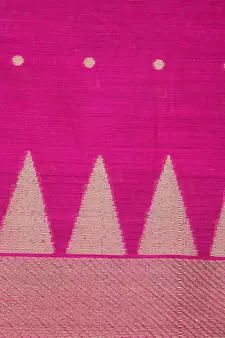 Pink hand woven cotton silk saree with blouse