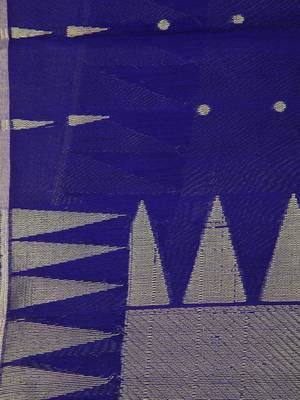 Blue Cotton Silk Bengal Handloom Saree 4