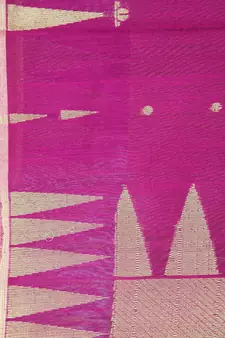 Pink hand woven cotton silk saree with blouse