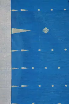 Blue hand woven cotton silk saree with blouse
