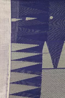 Dark blue hand woven cotton silk saree with blouse