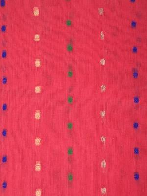 Pink hand woven cotton silk saree with blouse 4