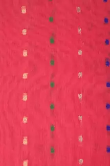 Pink hand woven cotton silk saree with blouse