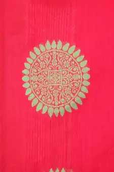 Red hand woven cotton silk saree with blouse
