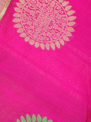Pink hand woven cotton silk saree with blouse 4