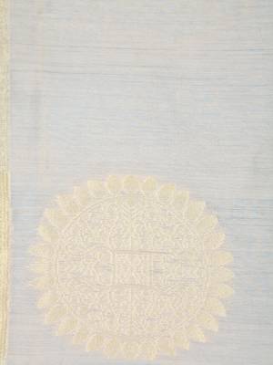 Beige hand woven cotton silk saree with blouse 4