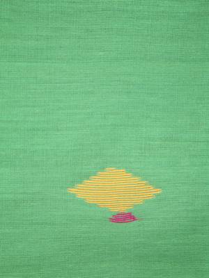 Green hand woven cotton silk saree with blouse 4