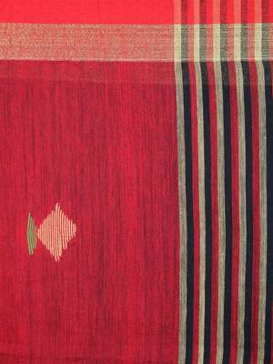 Black hand woven cotton silk saree with blouse 4