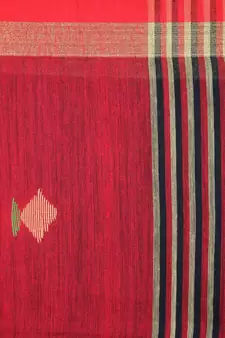 Black hand woven cotton silk saree with blouse
