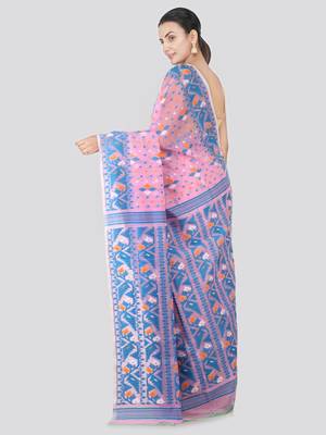 Pink Hand Woven Pure Cotton Saree Without Blouse 3