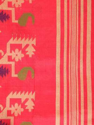 Red hand woven pure silk saree with blouse 4