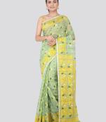 Light Green Hand Woven Pure Cotton Saree Without Blouse